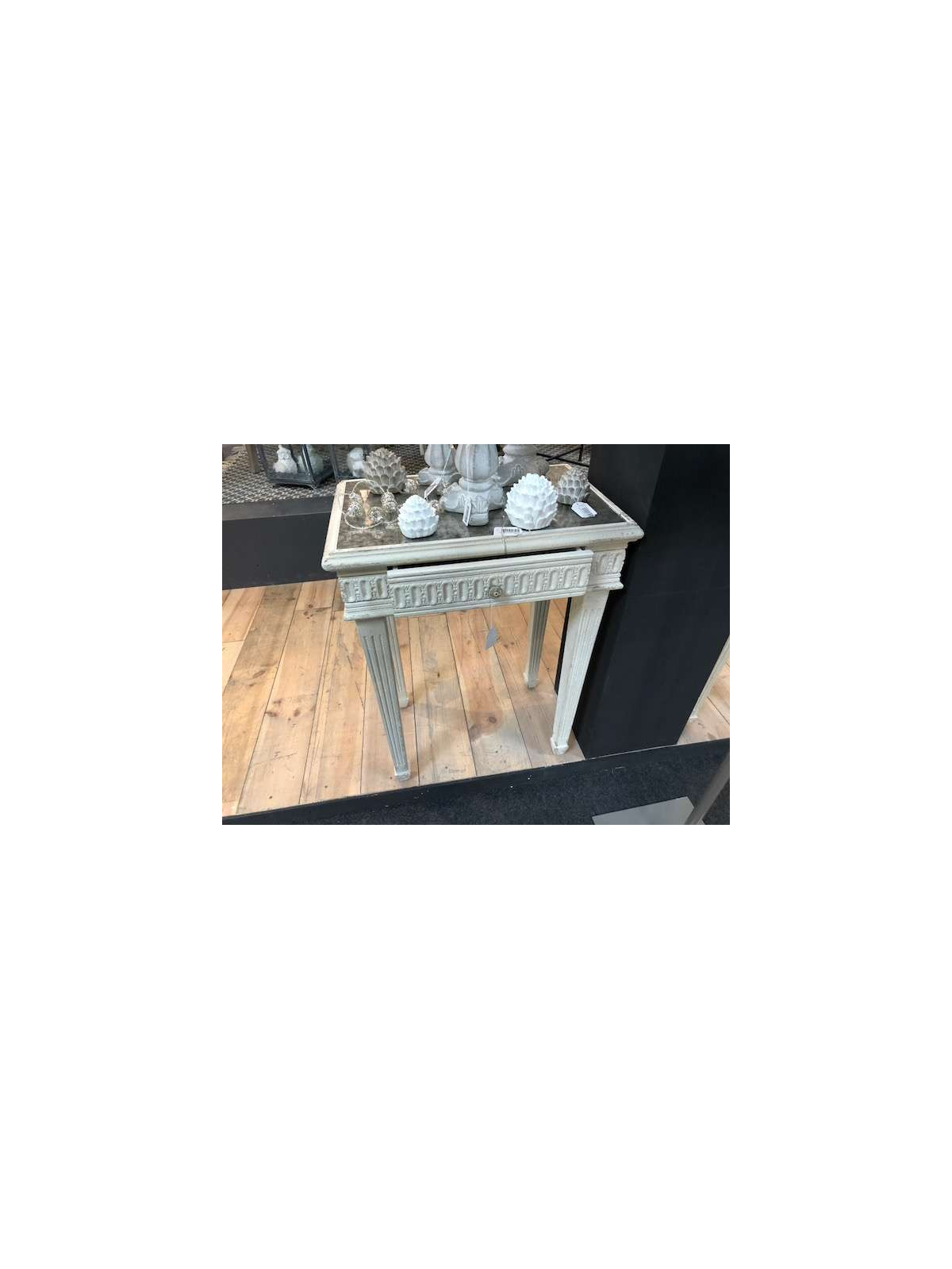 Console avec miroir bois beige vieilli