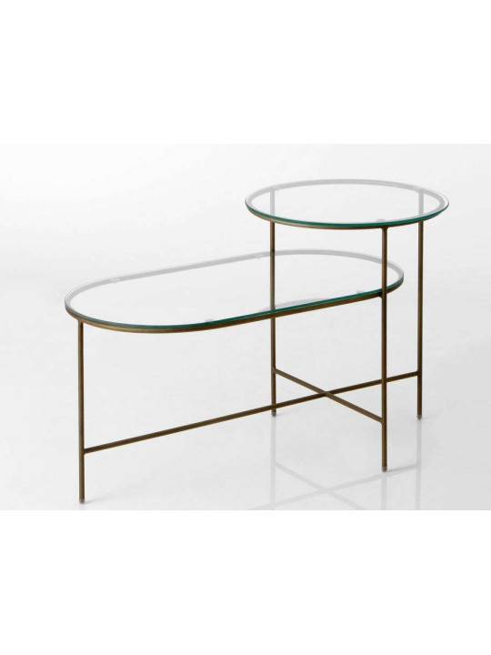 Table basse verre pied métal doré