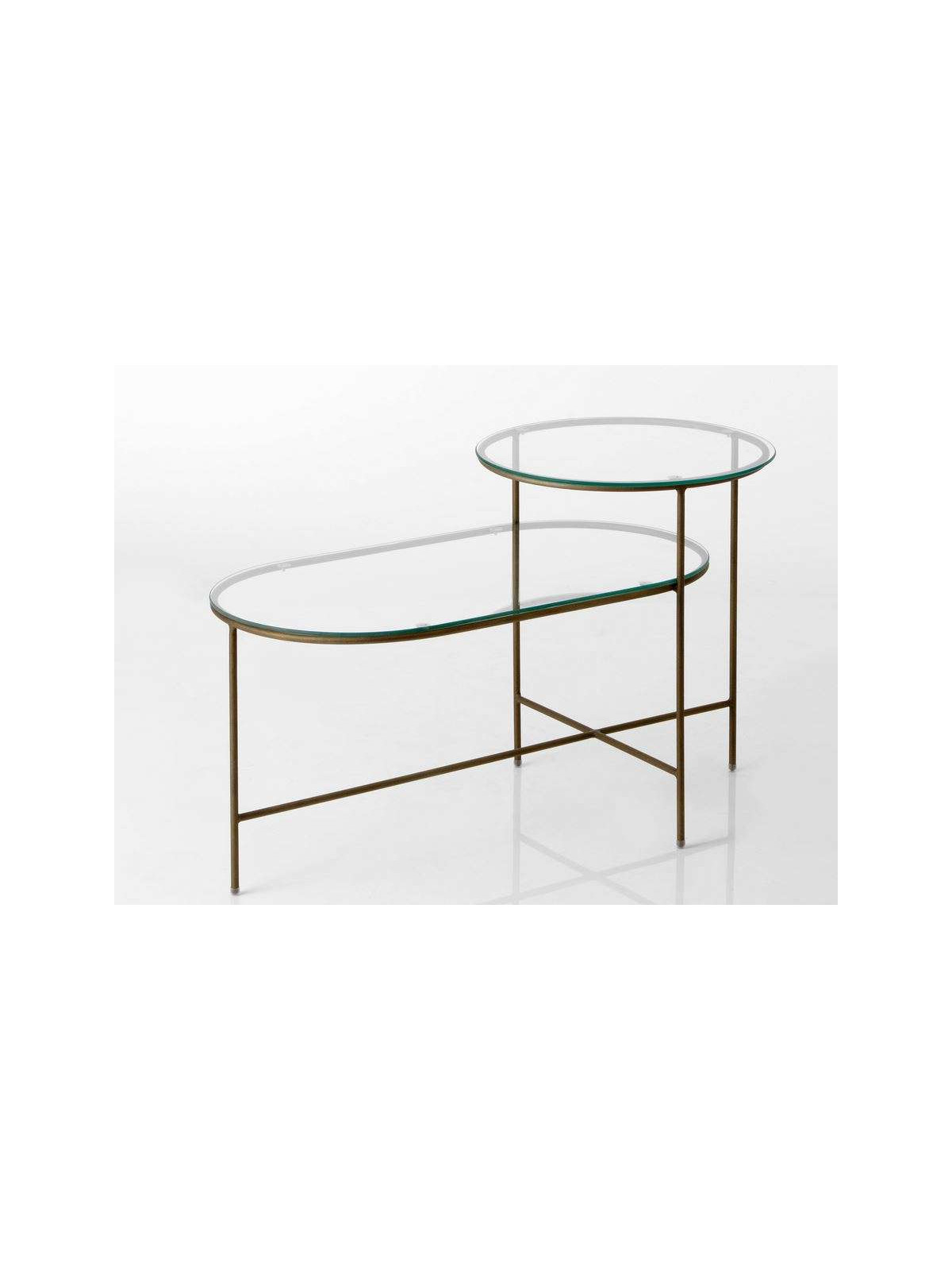 Table basse verre pied métal doré