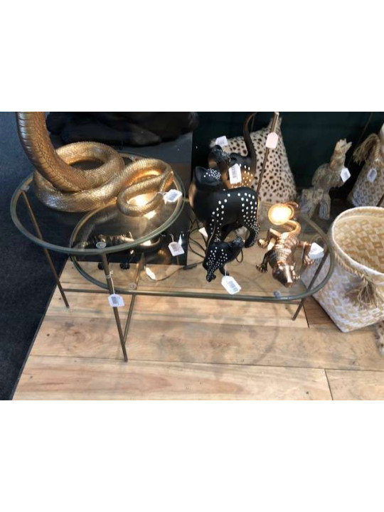 Table basse verre pieds métal doré