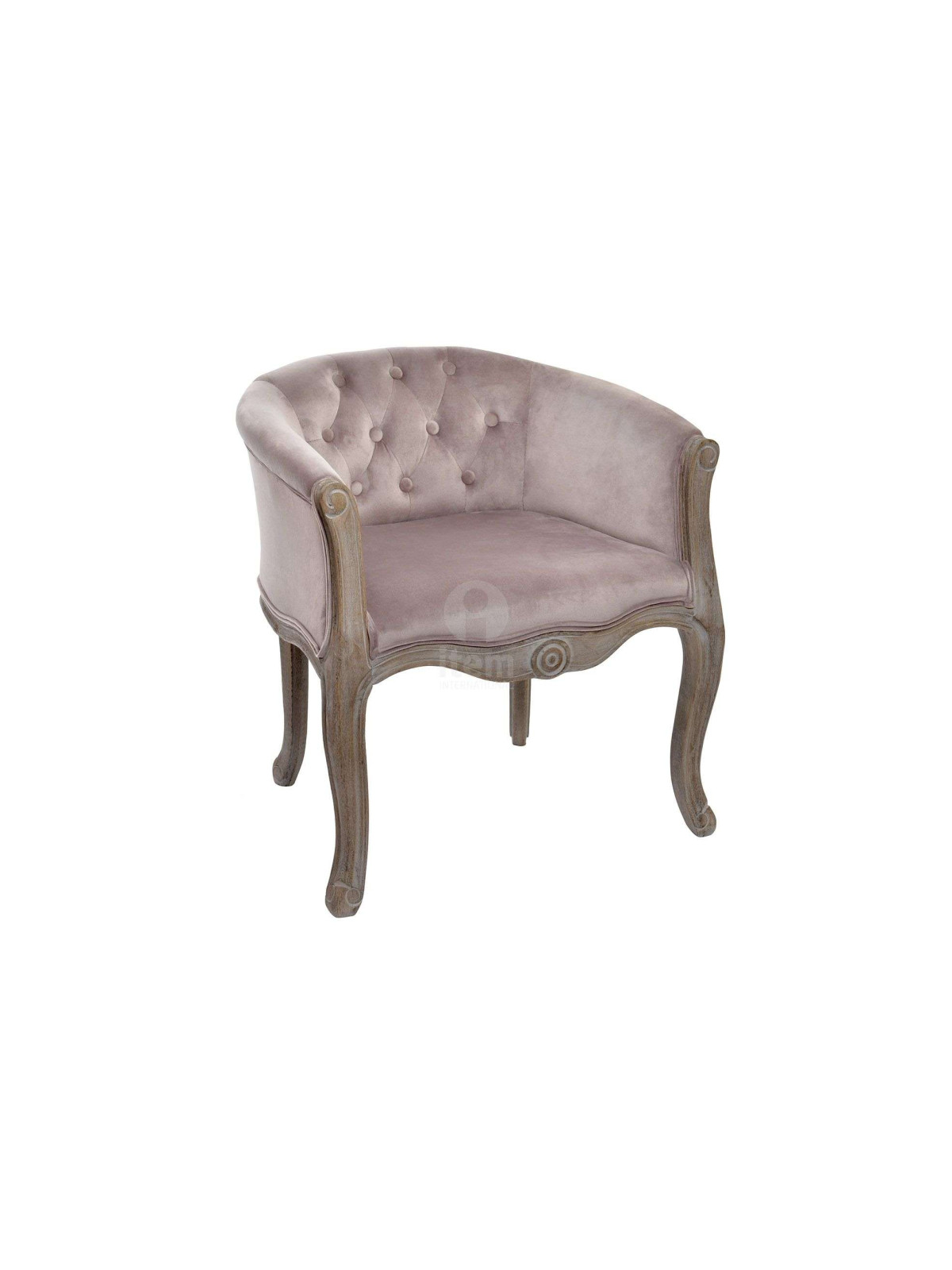 Fauteuil cabriolet capitonné vieux rose