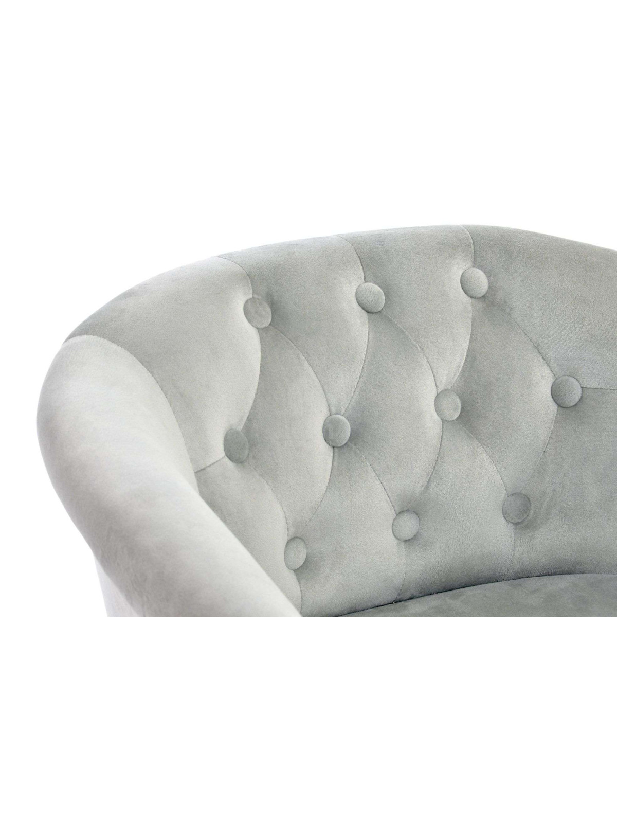 Fauteuil cabriolet capitonné gris velours