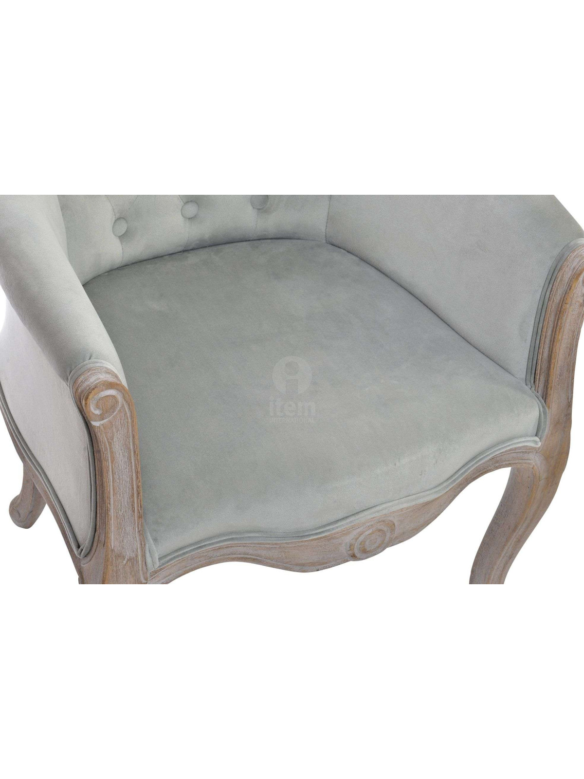 Fauteuil cabriolet capitonné gris velours
