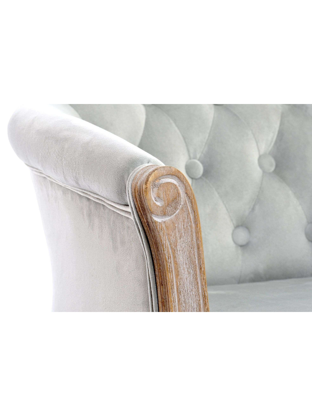 Fauteuil cabriolet capitonné gris velours