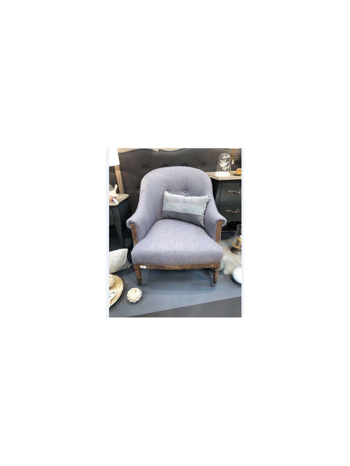 Fauteuil gris chiné sur rouletttes