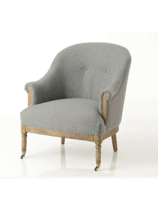 Fauteuil gris chiné sur rouletttes Fauteuil gris chiné sur rouletttes