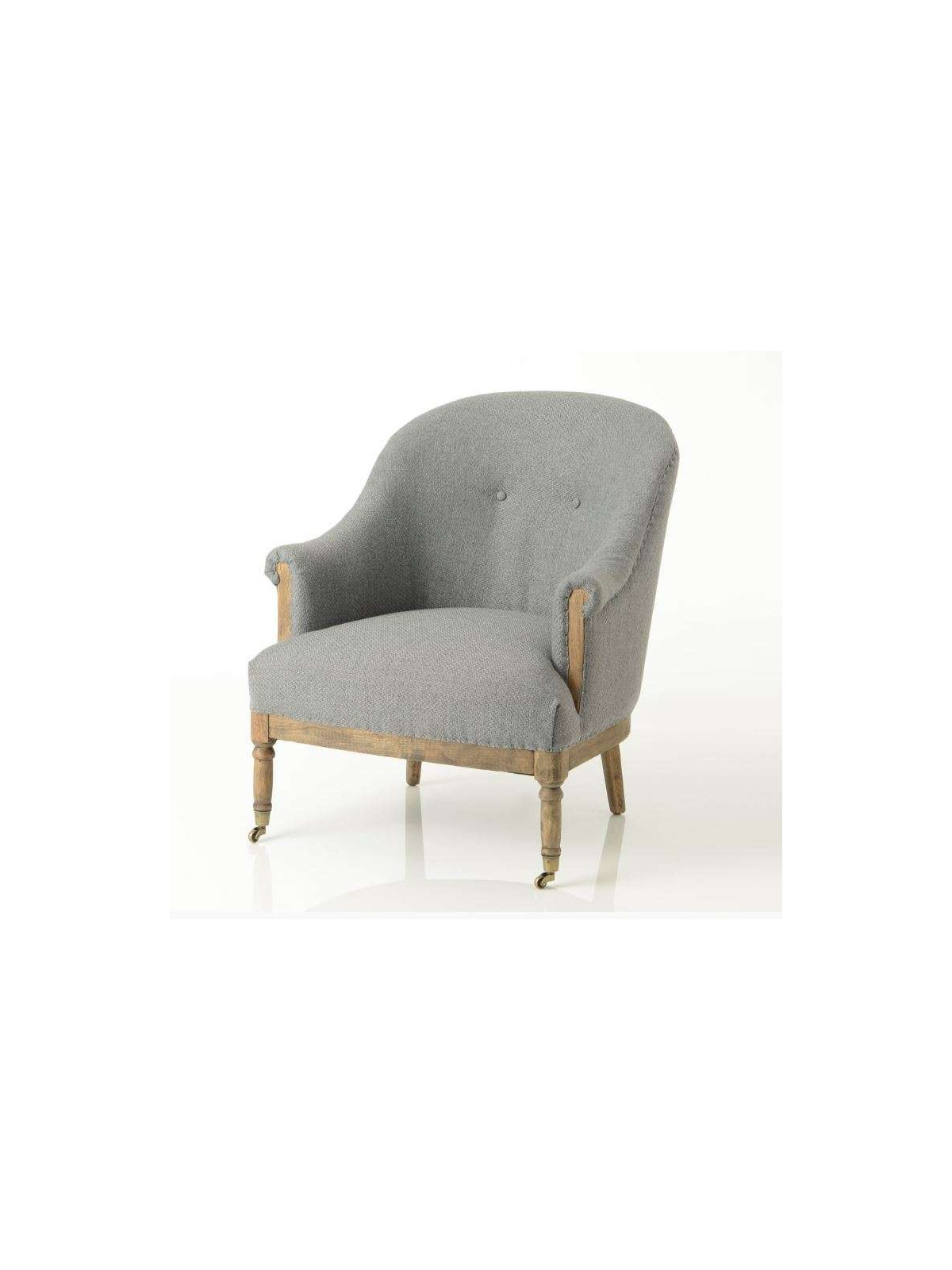 Fauteuil gris chiné sur rouletttes
