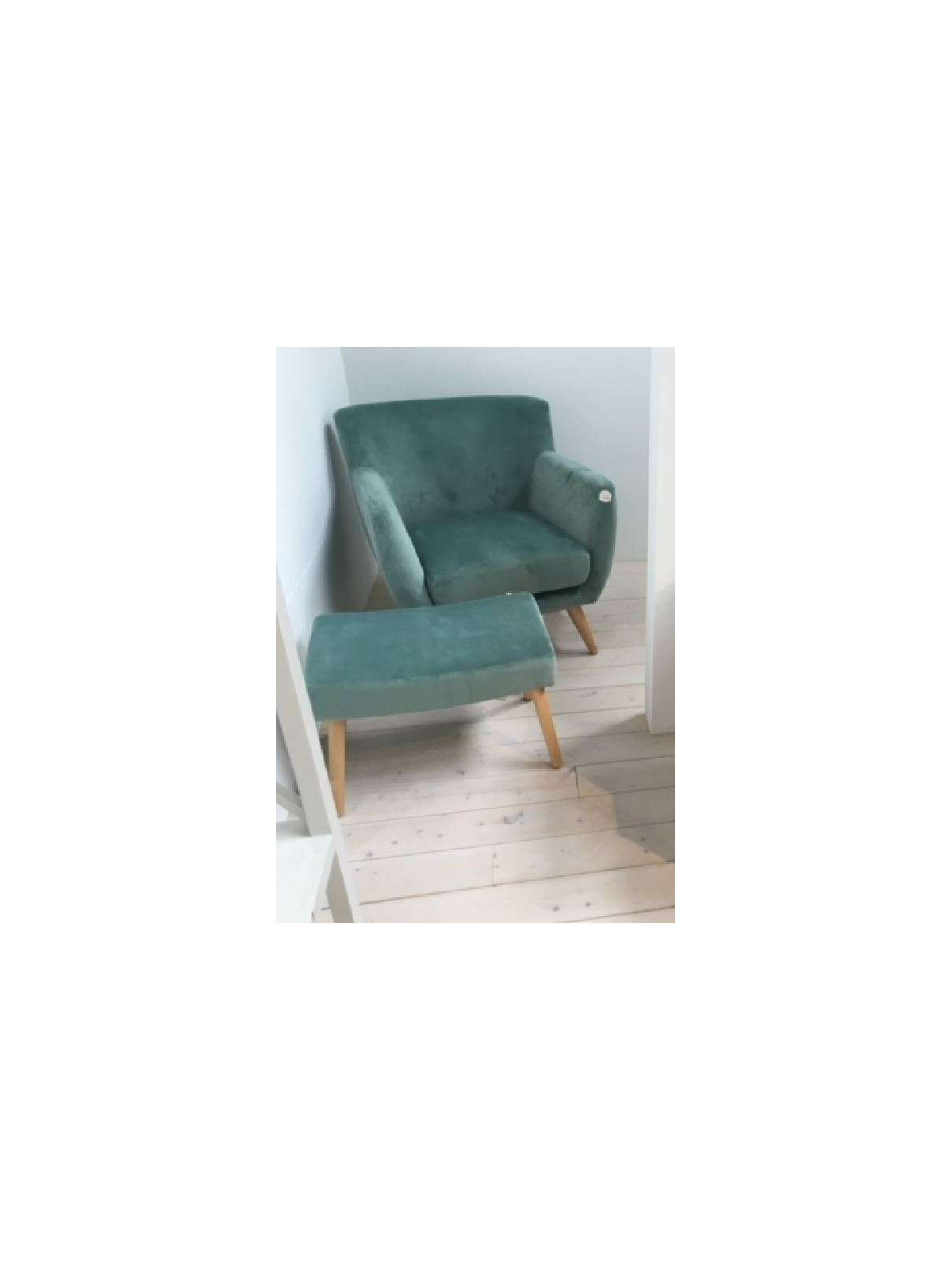 Fauteuil vintage en velours vert Jolipa