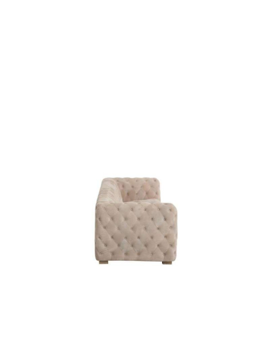 Canapé capitonné velours beige cubique