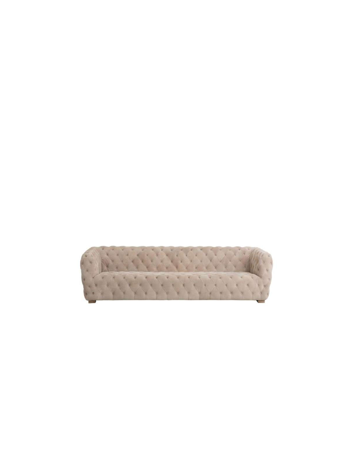 Canapé capitonné velours beige cubique