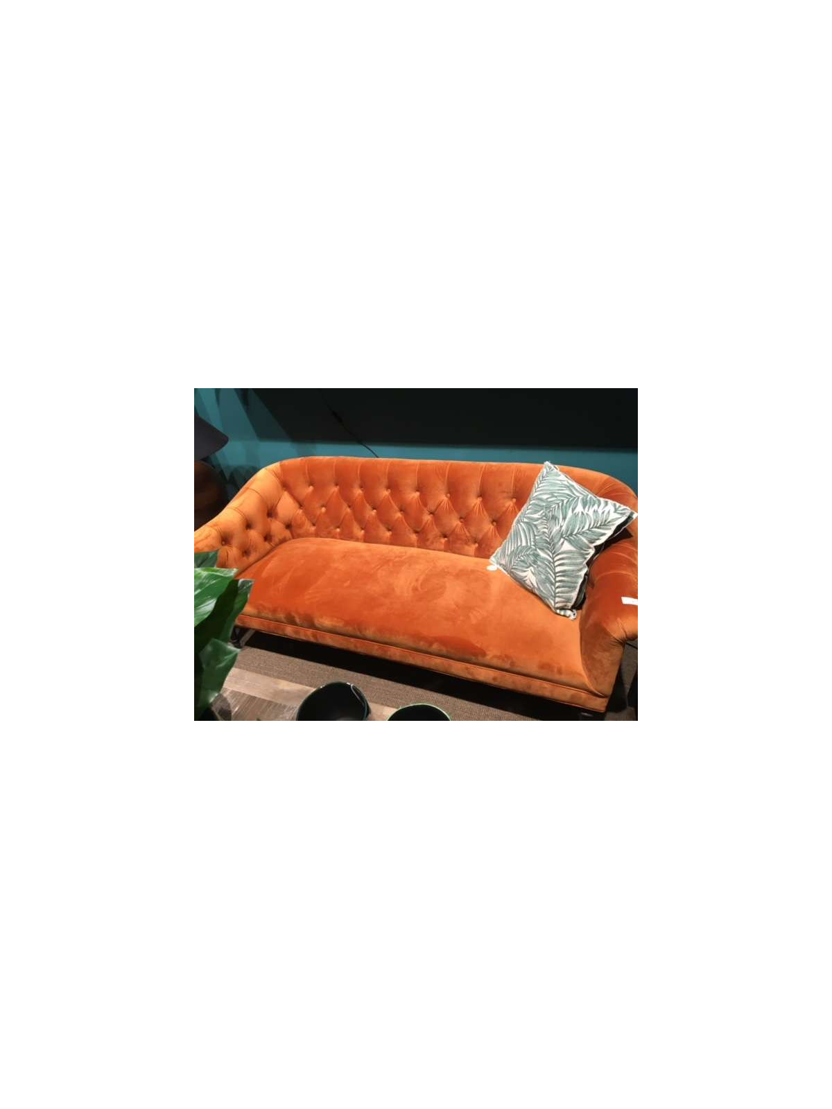 Canapé capitonné velours orange