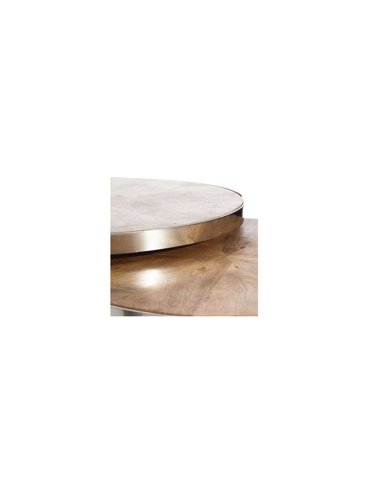 Tables basses chics rondes acier et manguier