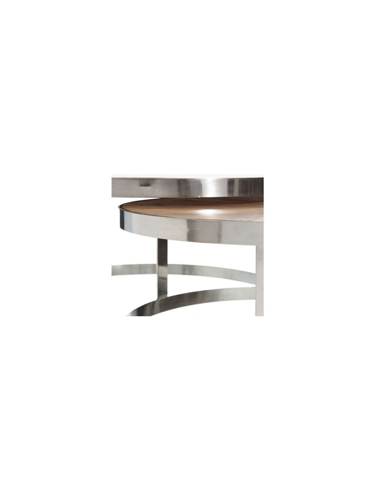 Tables basses chics rondes acier et manguier