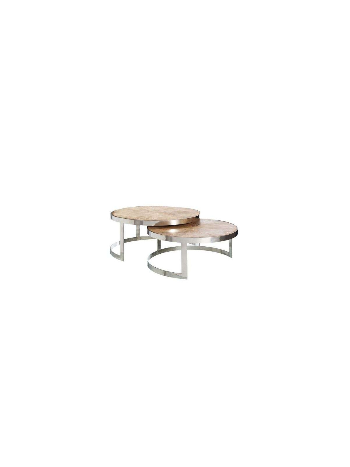 Tables basses chics rondes acier et manguier