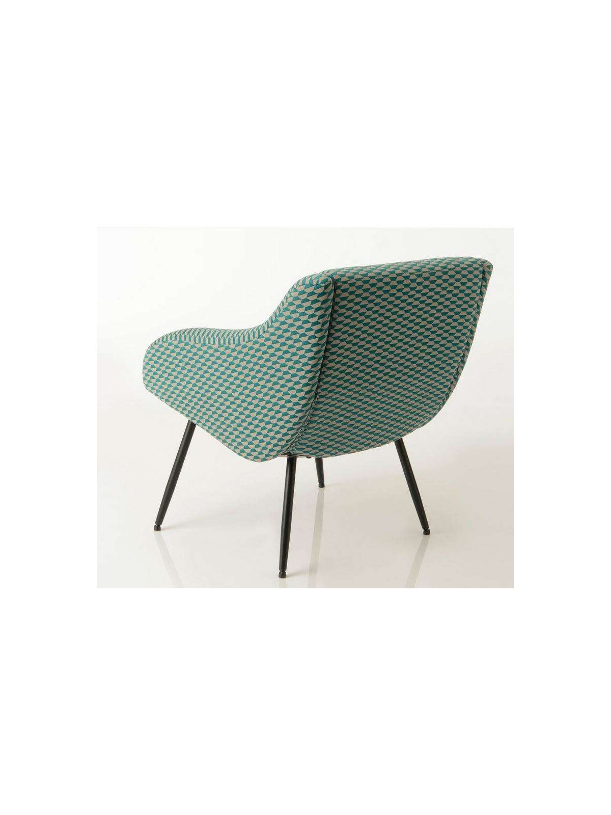 Fauteuil tapissé moderne bleu et beige