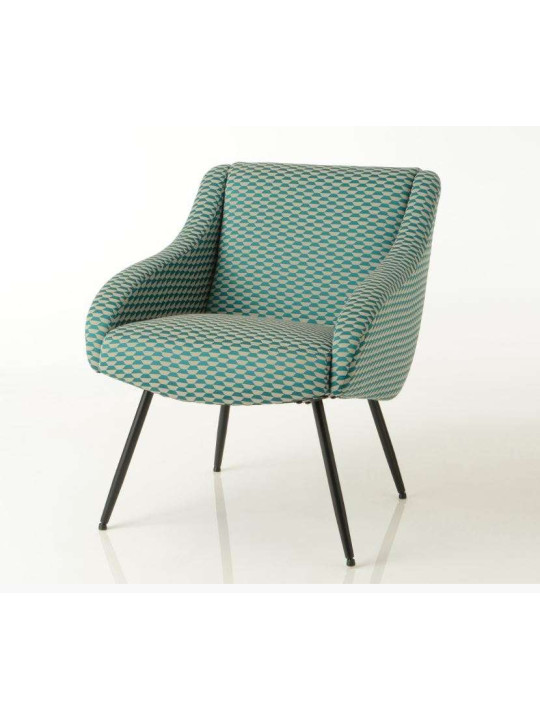 Fauteuil tapissé moderne bleu et beige Fauteuil tapissé moderne bleu et beige