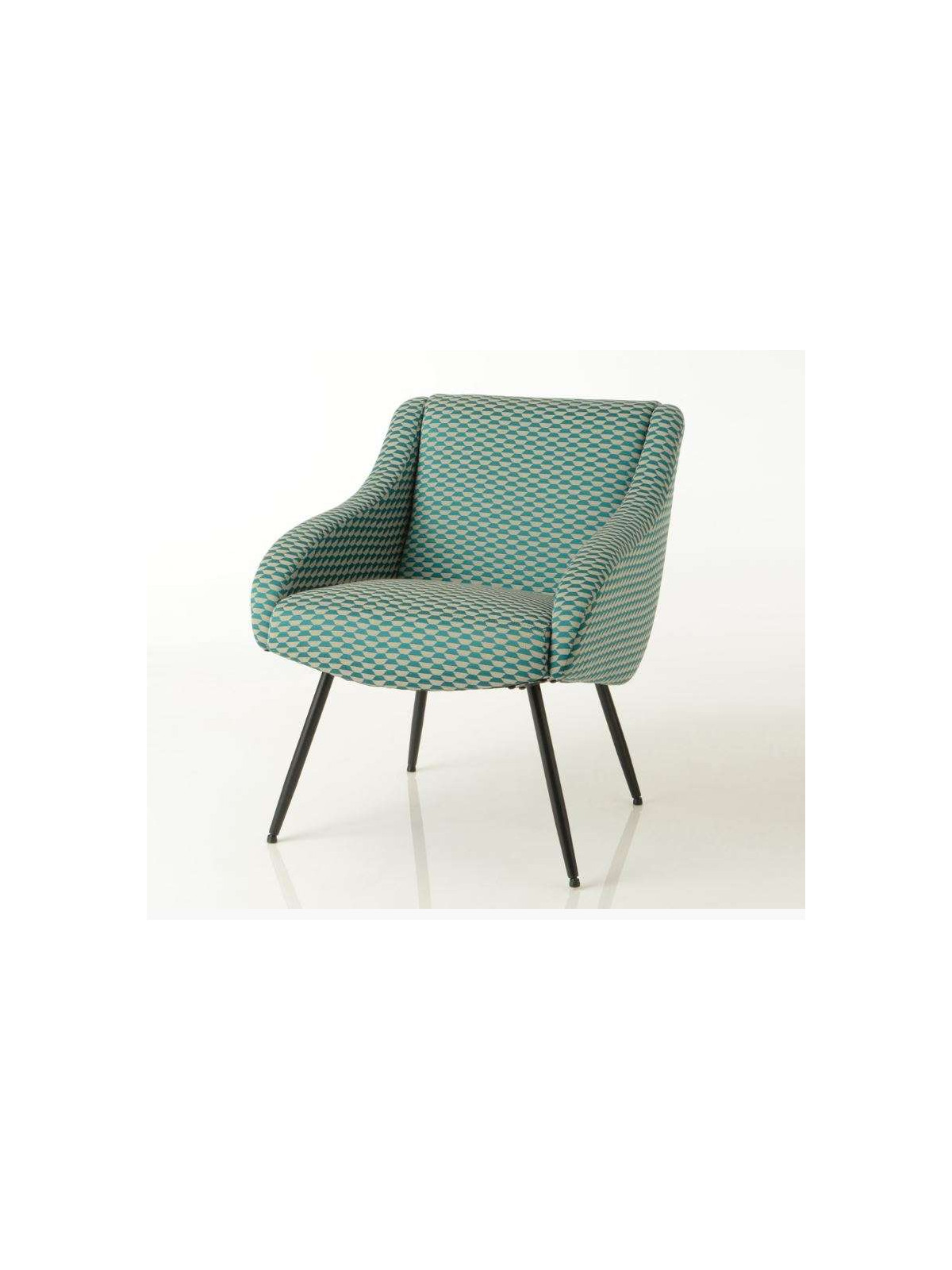 Fauteuil tapissé moderne bleu et beige