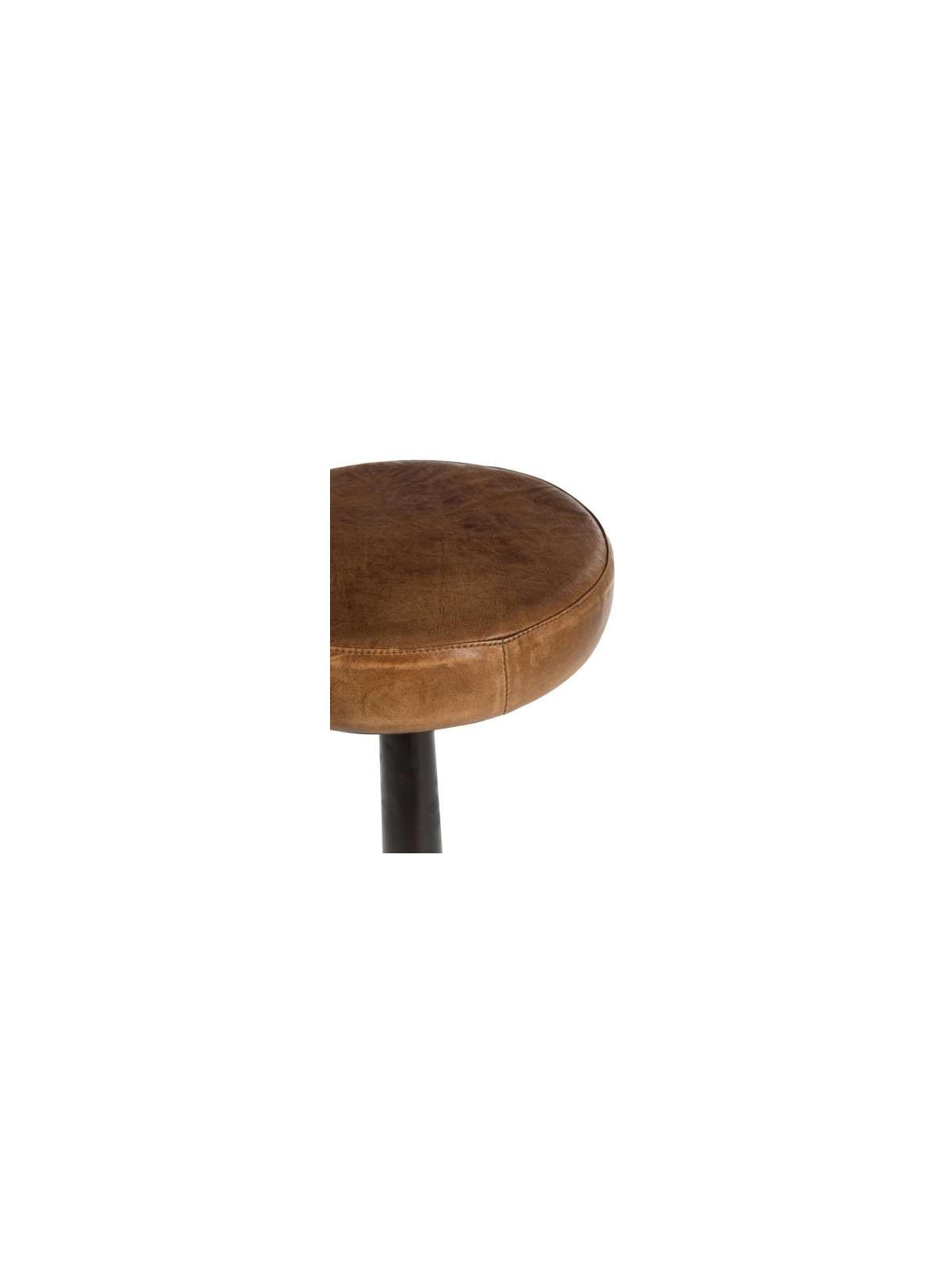 Tabouret de bar industriel reglable cuir marrron
