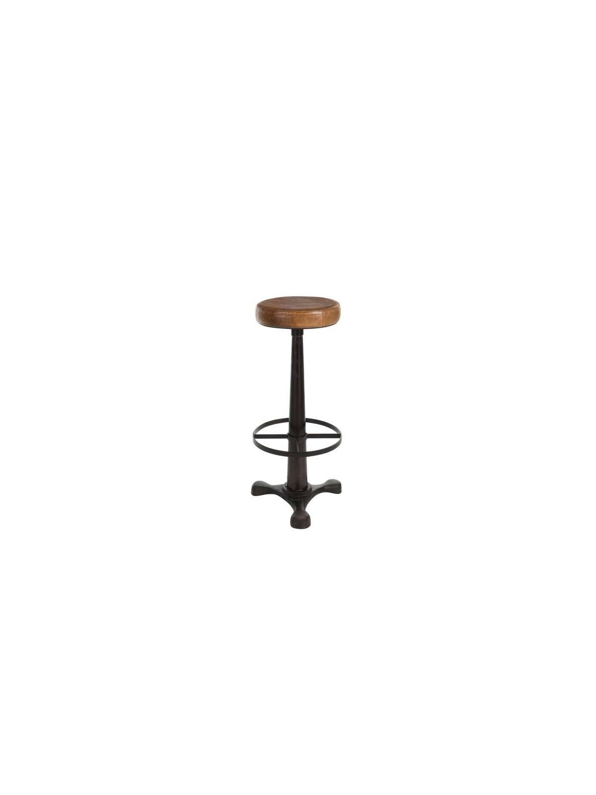 Tabouret de bar industriel reglable cuir marrron