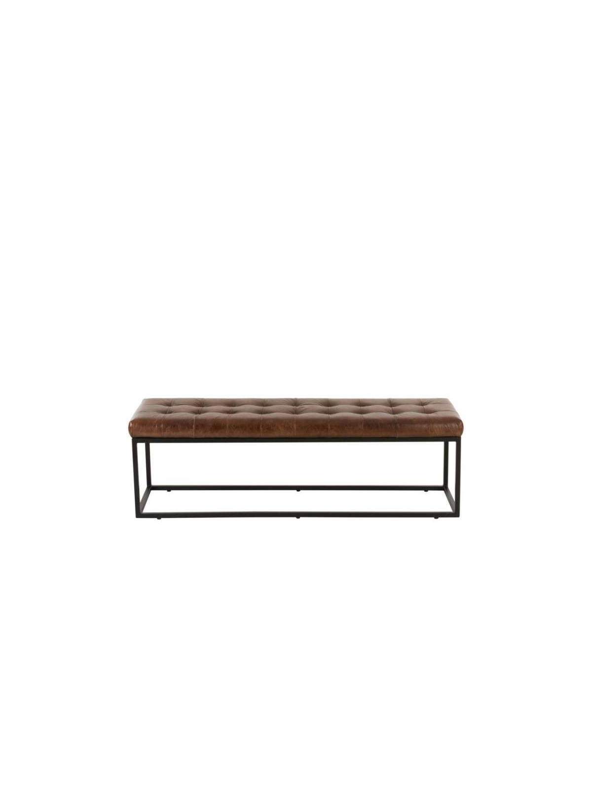 Banc vintage cuir marron Jolipa