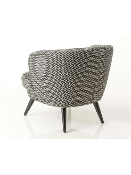 Fauteuil arrondi noir et blanc fond noir Denver
