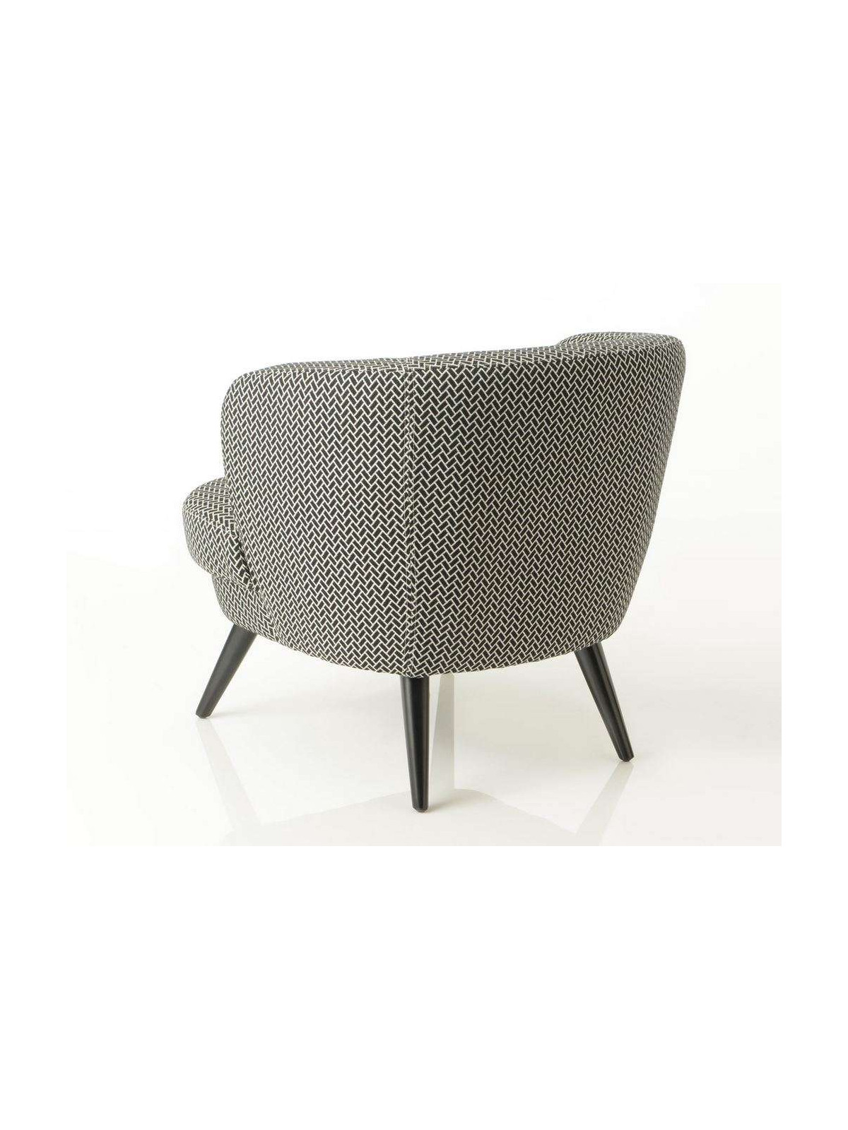 Fauteuil arrondi noir et blanc fond noir Denver