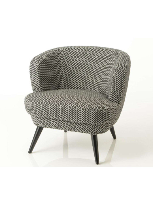 Fauteuil arrondi noir et blanc fond noir Denver
