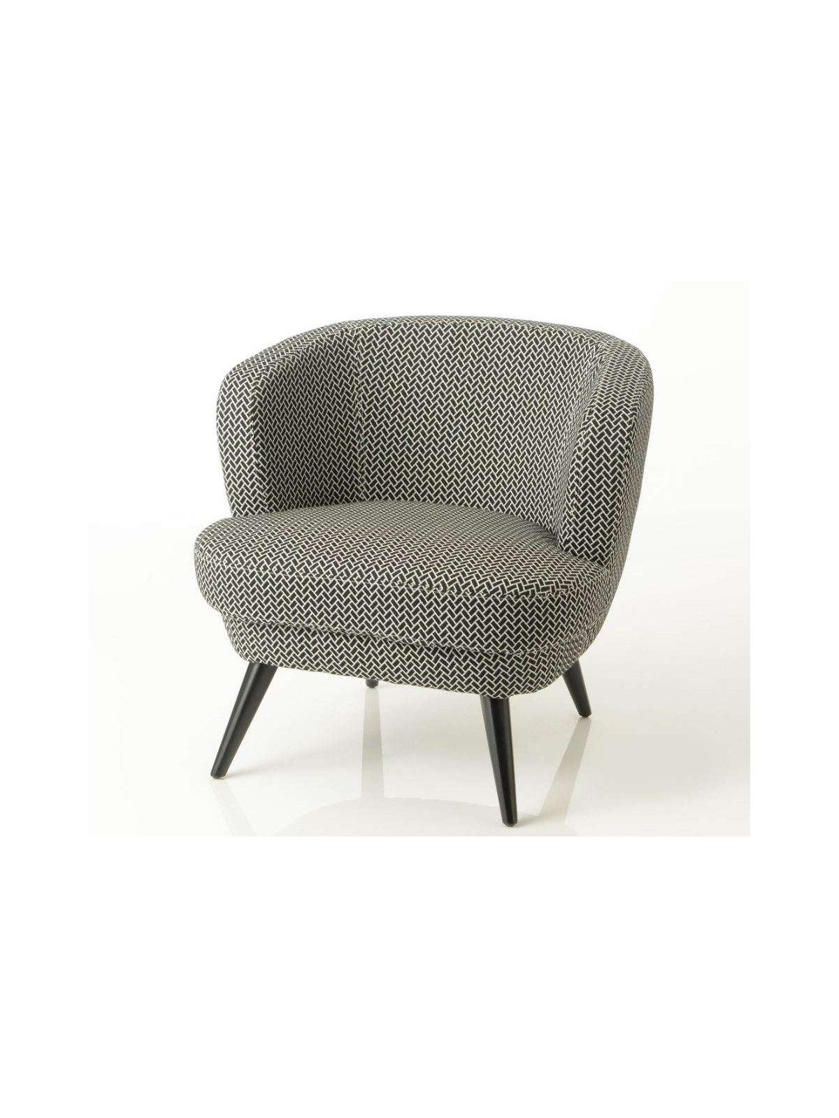 Fauteuil arrondi noir et blanc fond noir Denver