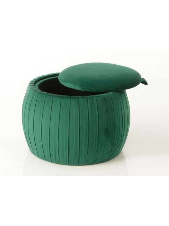 Pouf coffre rond chic vert velours