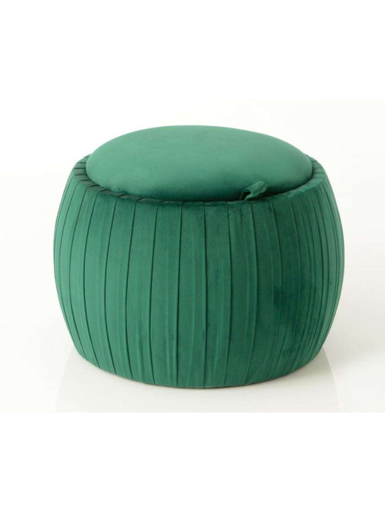 Pouf coffre rond chic vert velours