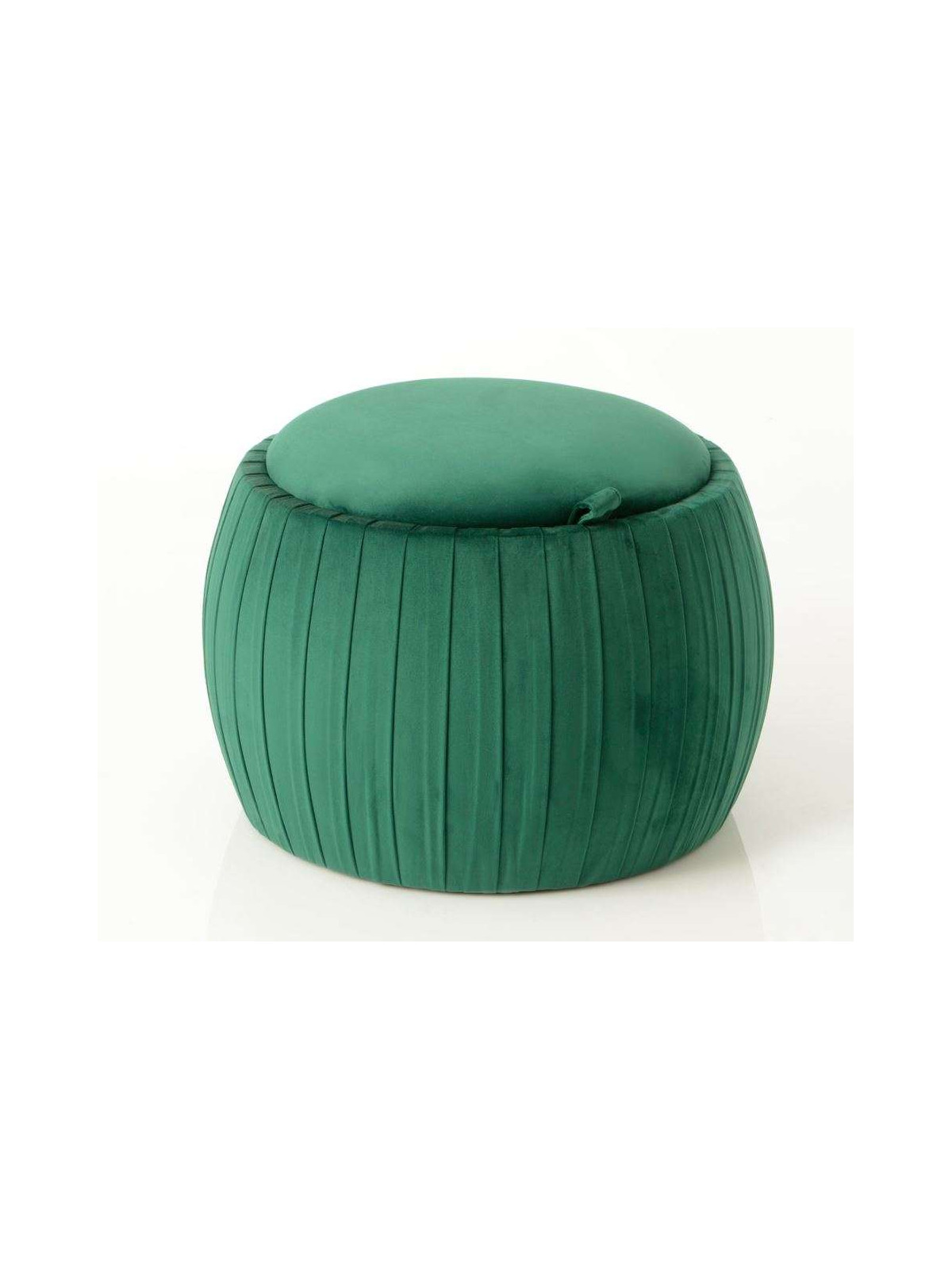Pouf coffre rond chic vert velours