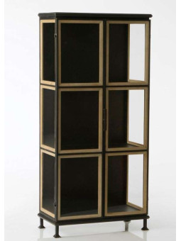 Armoire industrielle vitrée 2 portes métal et bois