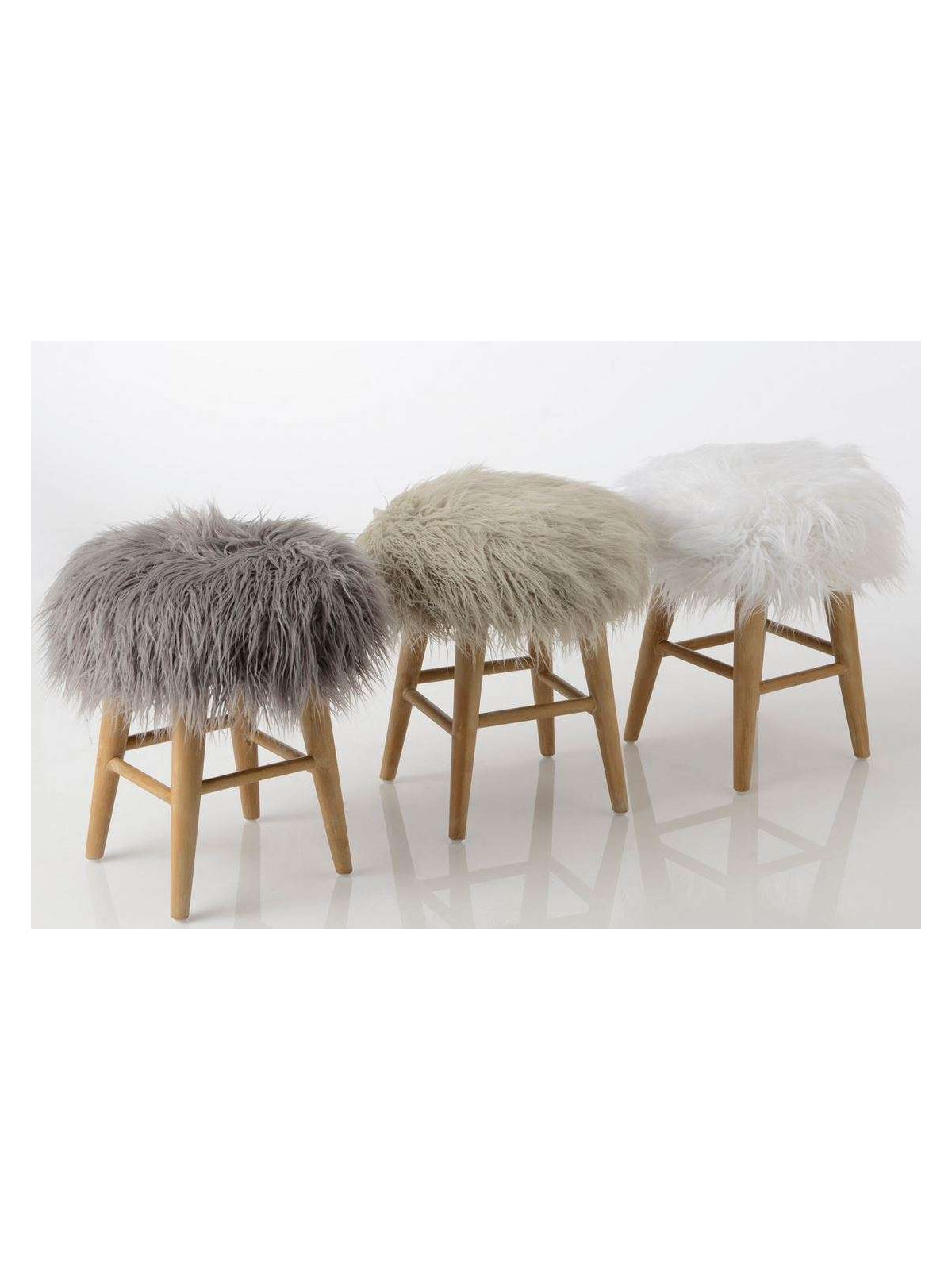 Tabouret fourrure beige Amadeus