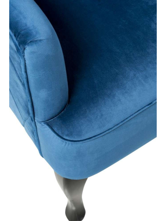 Fauteuil bleu dossier haut capitonné Fauteuil bleu dossier haut capitonné