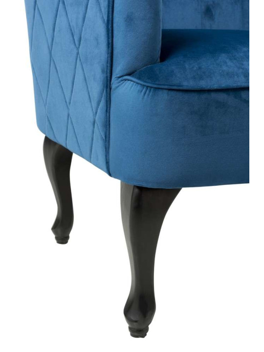 Fauteuil bleu dossier haut capitonné Fauteuil bleu dossier haut capitonné