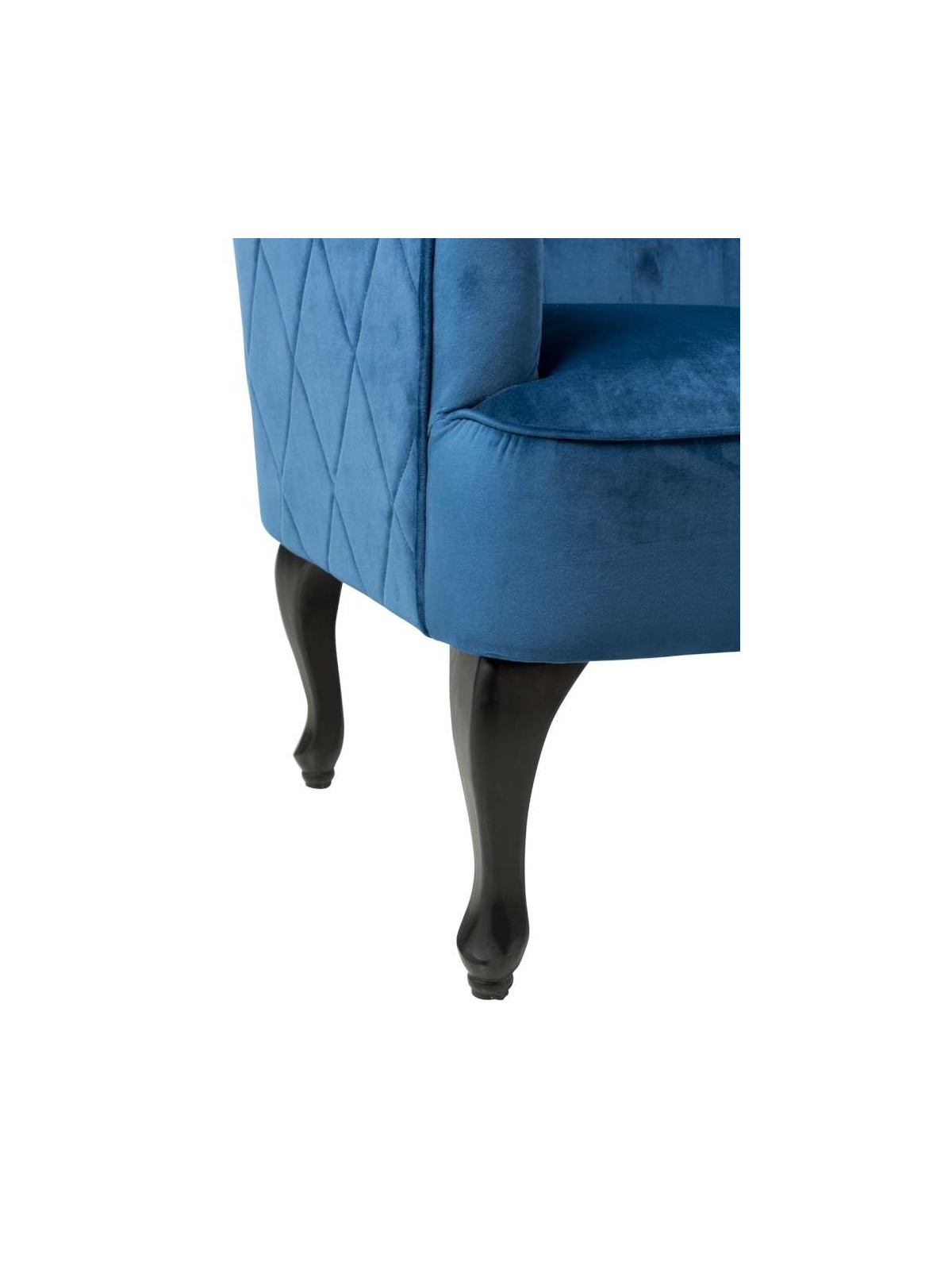 Fauteuil bleu dossier haut capitonné