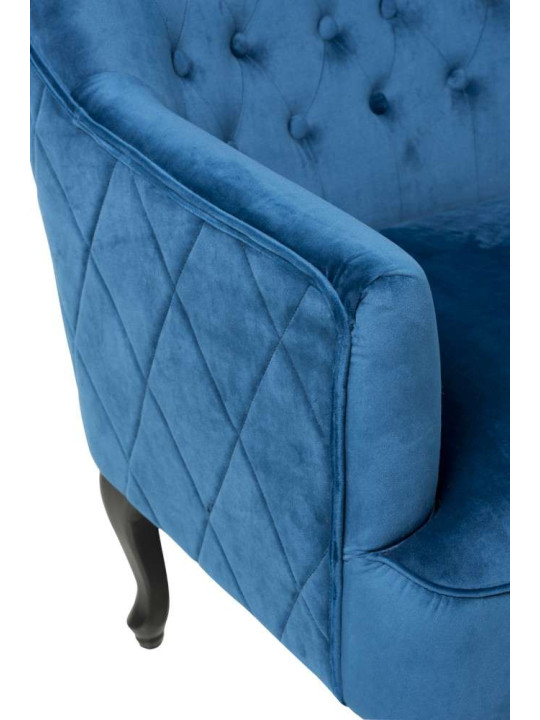 Fauteuil bleu dossier haut capitonné Fauteuil bleu dossier haut capitonné