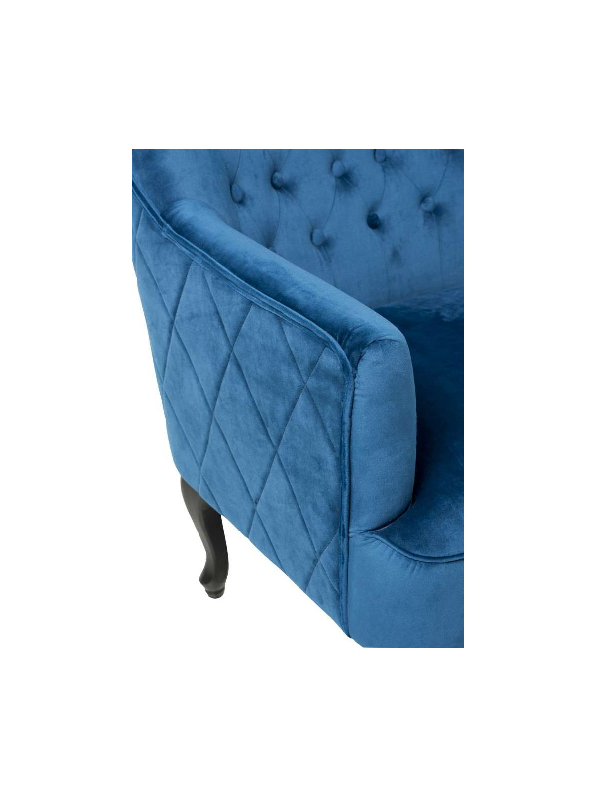 Fauteuil bleu dossier haut capitonné