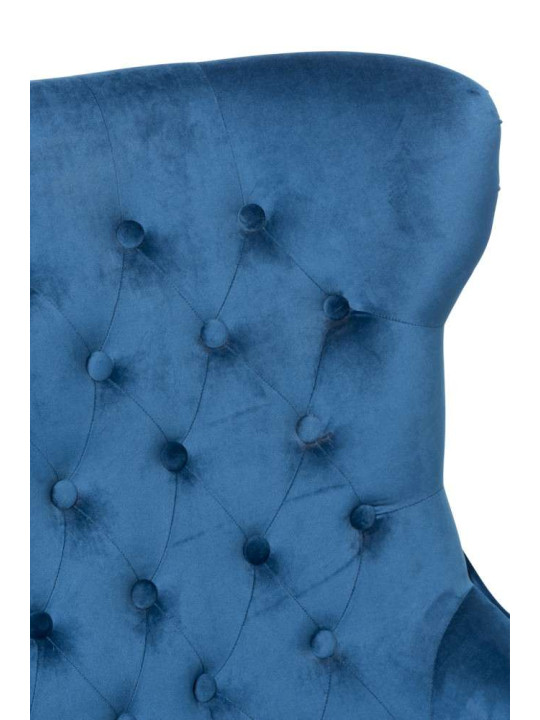 Fauteuil bleu dossier haut capitonné Fauteuil bleu dossier haut capitonné