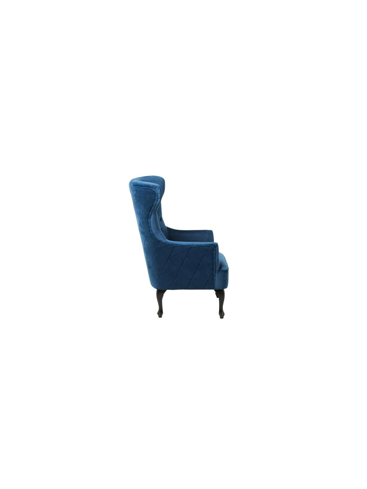 Fauteuil bleu dossier haut capitonné