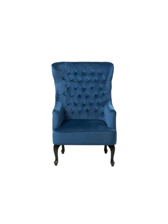 Fauteuil bleu dossier haut capitonné Fauteuil bleu dossier haut capitonné