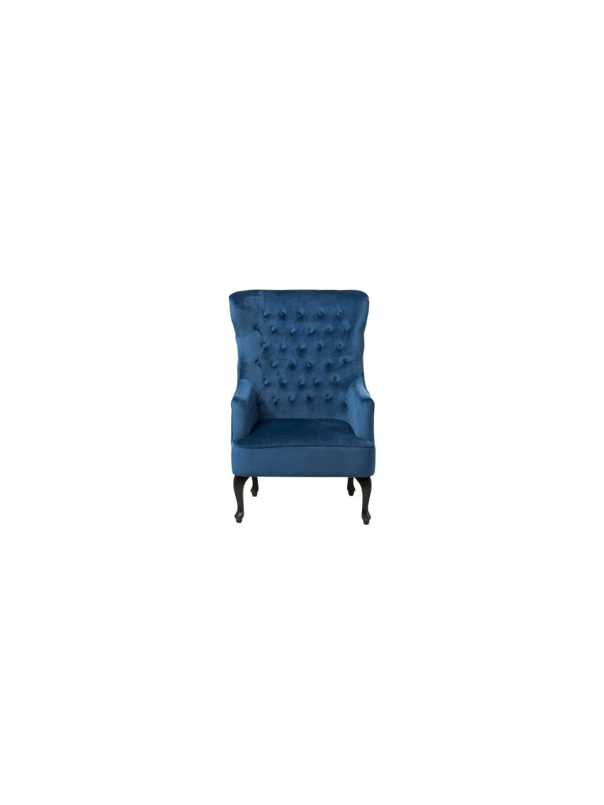 Fauteuil bleu dossier haut capitonné