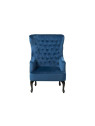 Fauteuil bleu dossier haut capitonné Fauteuil bleu dossier haut capitonné