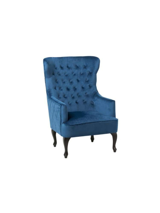 Fauteuil bleu dossier haut capitonné Fauteuil bleu dossier haut capitonné