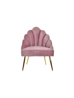 Fauteuil velours rose coquillage chic