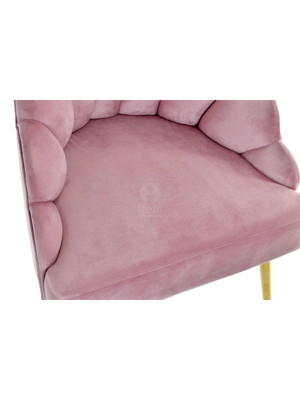 Fauteuil 80x76x84 cm en velours rose et doré - COQUI