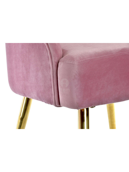 Fauteuil 80x76x84 cm en velours rose et doré - COQUI