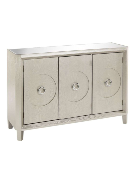 Buffet argenté avec un plateau en miroir 3 portes Buffet argenté avec un plateau en miroir 3 portes
