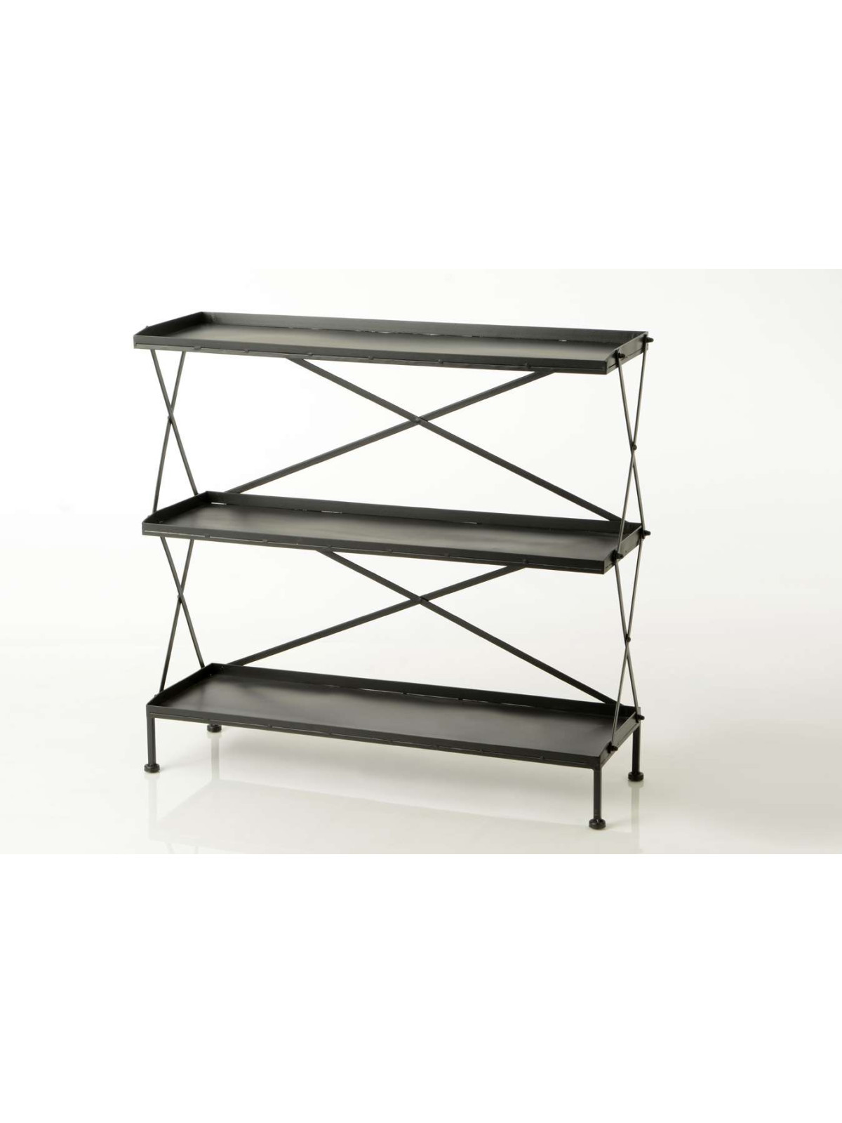 Console étagère en métal noir accordéon