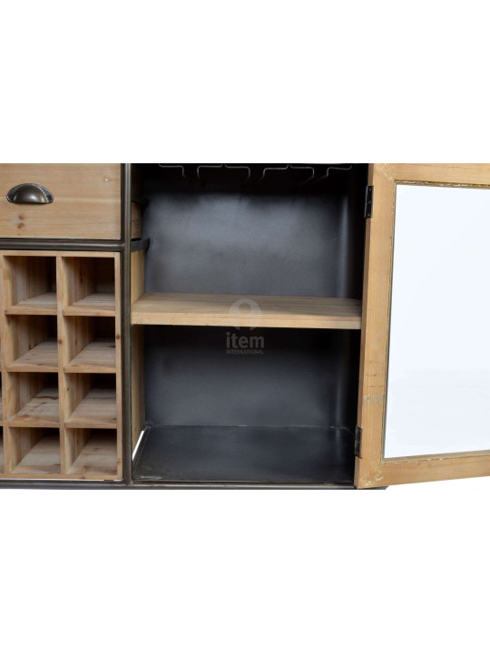 Buffet vintage indus avec casiers bouteilles
